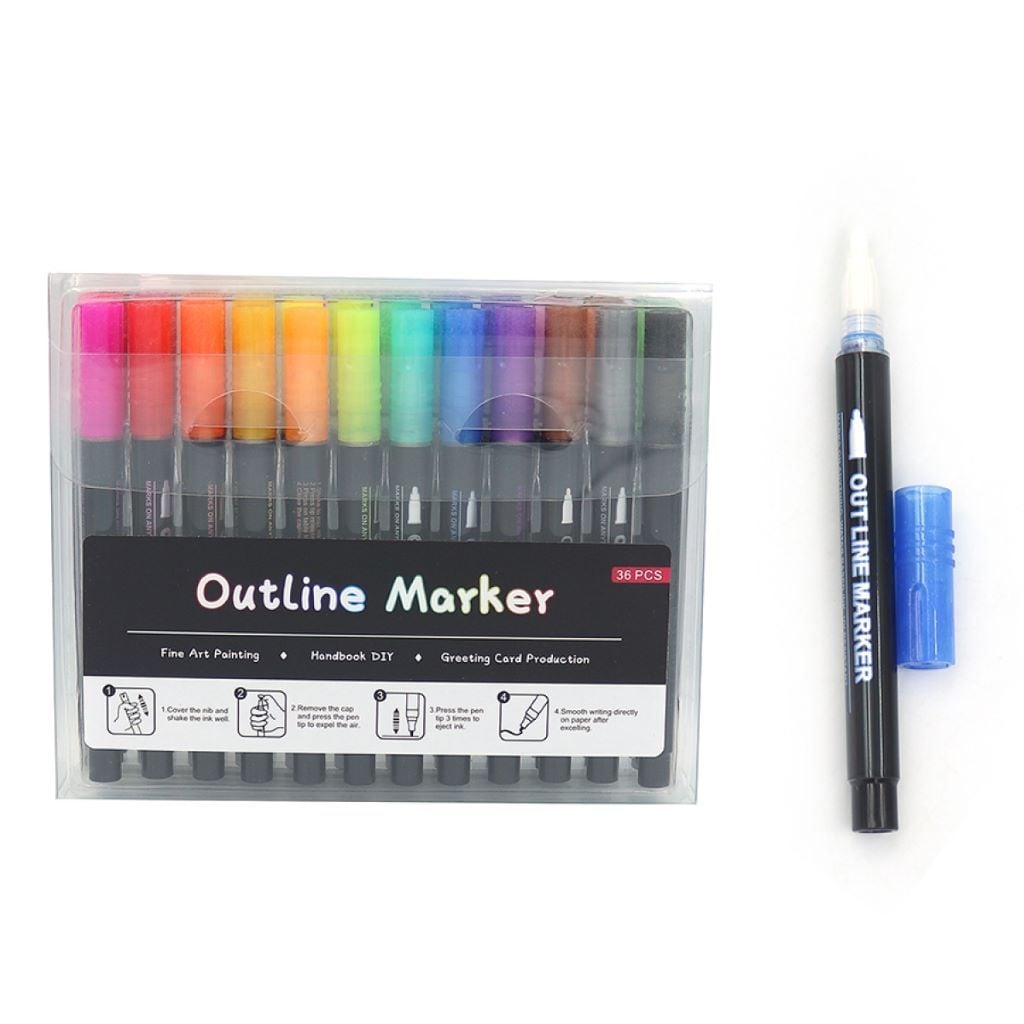 Маркер контуру капсульний набір 36 шт срібний кольоровий контур F-2312-36 Josefotten