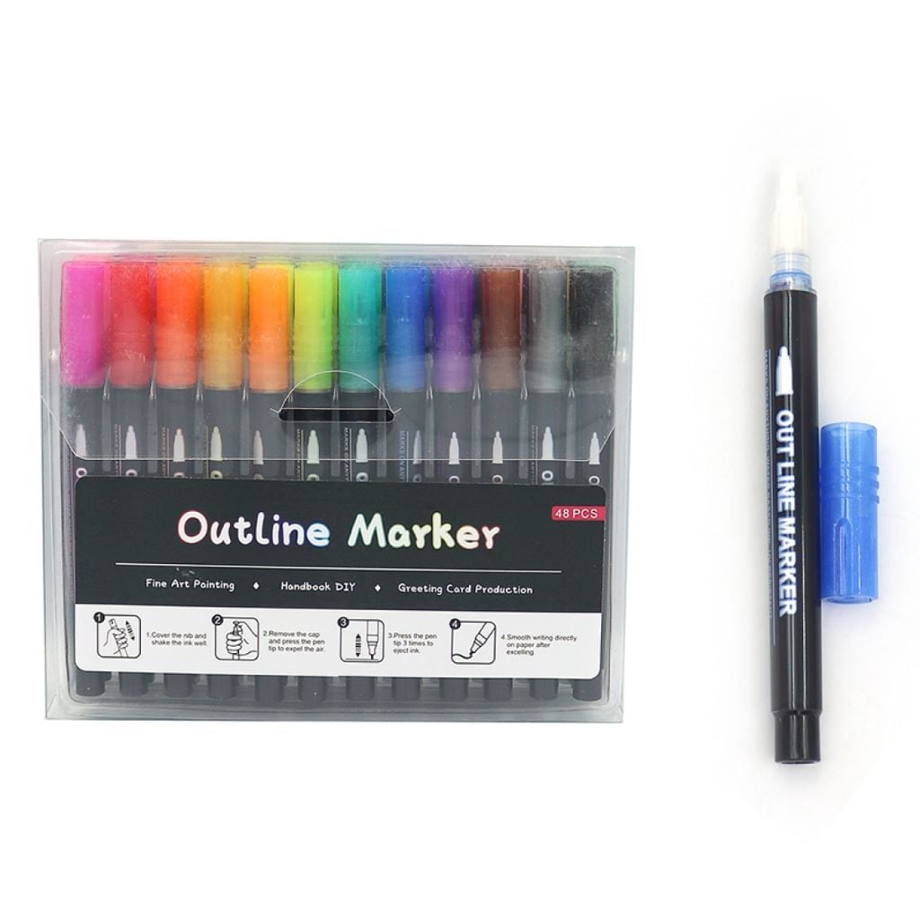 Маркер контуру капсульний набір 48 шт срібний кольоровий контур F-2312-48 Josefotten