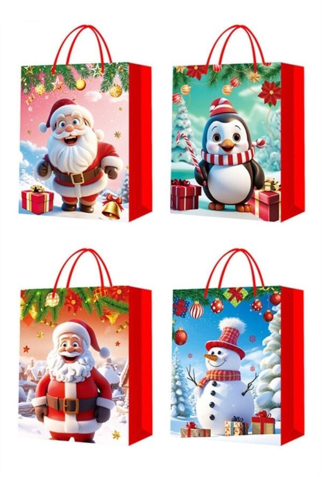 Пакет подарунковий 23*18*10см новорічний паперовий з глітером мікс видів С69598 Китай