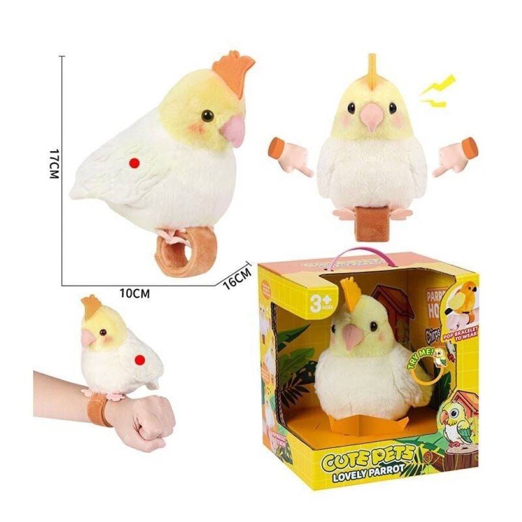 М'яка інтерактивна іграшка Папуга 17см  повторюшка у коробці 19*17*17 см 933-144E Китай