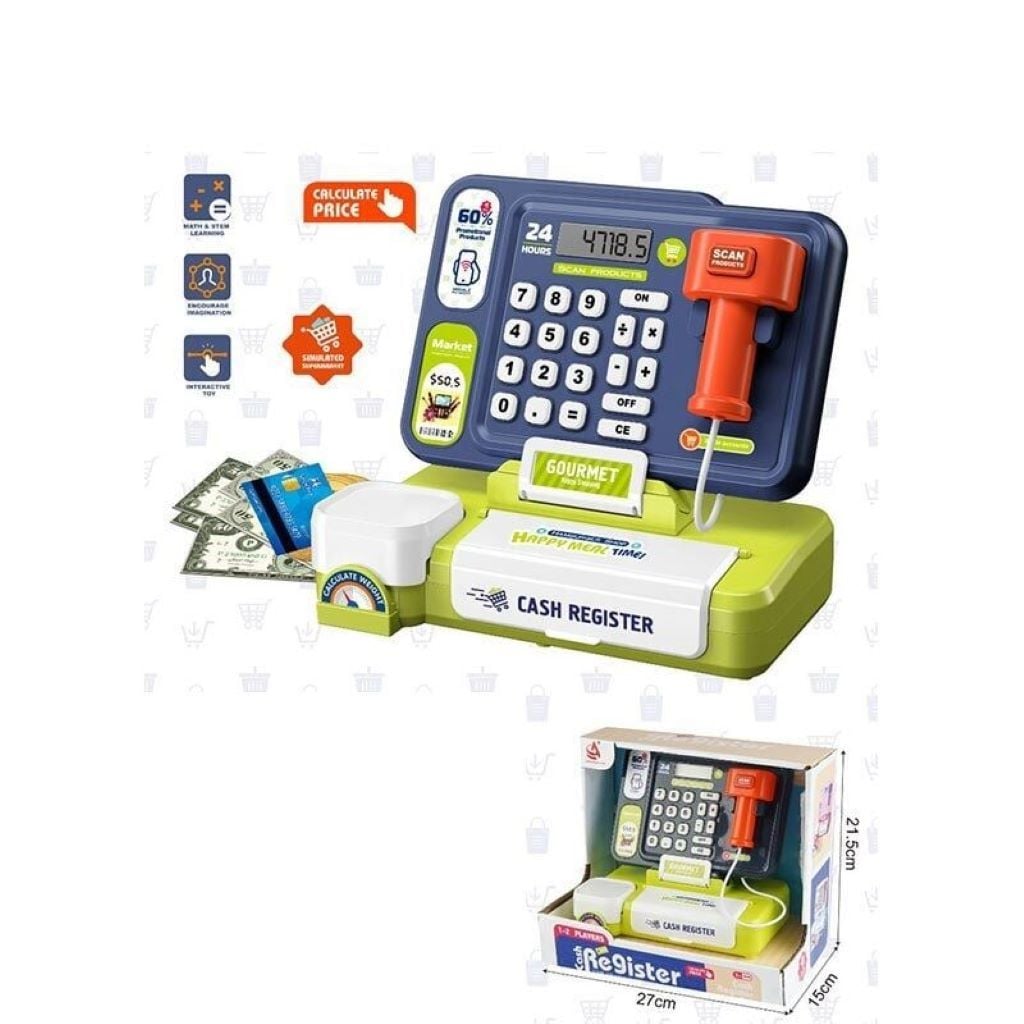 Касовий апарат на батарейках  калькулятор іграшковий сканер звуки підсвічування іграшкові гроші в коробці CF8251 Chaoye Toys