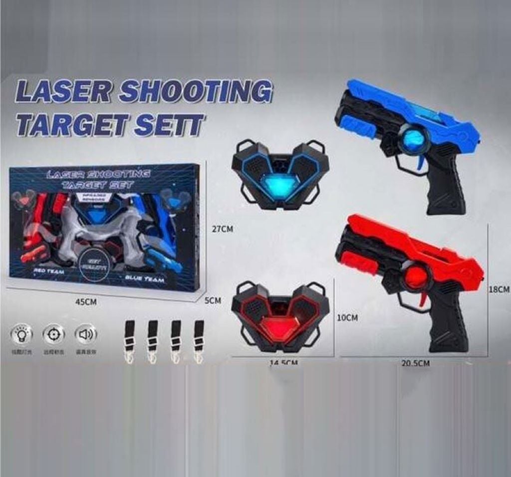 Пістолети лазерні 2шт з мішенями на батарейках звук світло у коробці 45*29*5см 9803-6 Китай
