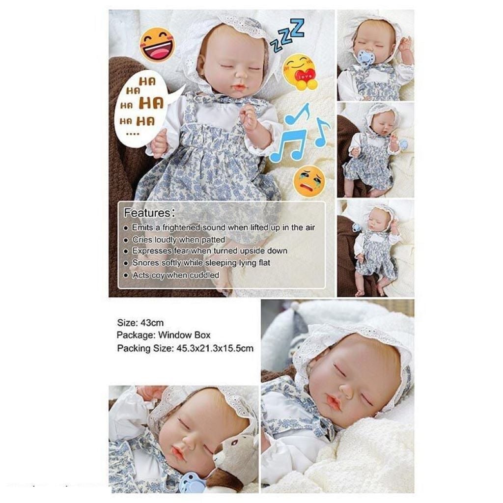 Пупс Real Born 42см на батарейках звук вініл тіло з пустушкою пляшечка памперс у коробці 44*22*13см QM240020 TK Group