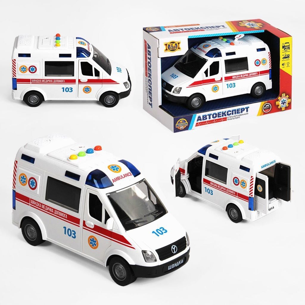 Машина Швидка допомога на бат світло звук інерція в коробці 26*16*11,5см 89091 АвтоЕксперт
