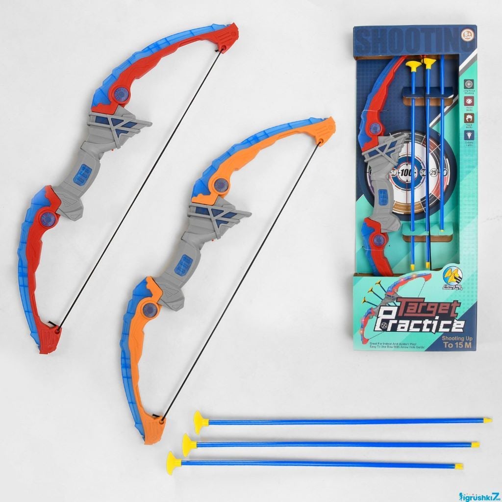 Лук з підсвіткою 3 стріли на присосках паперова мішень коробка 66*24*4см 949-1 Китай