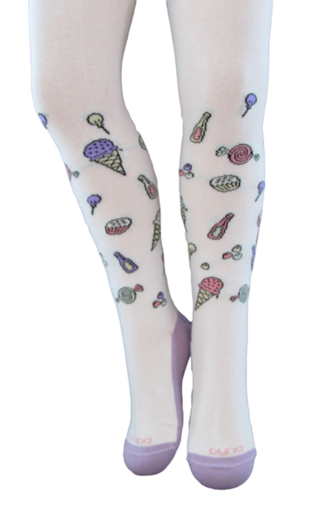 Колготи демісезонні 98-104р з малюнком Солодощі білі 4399 Duna 3-4рр