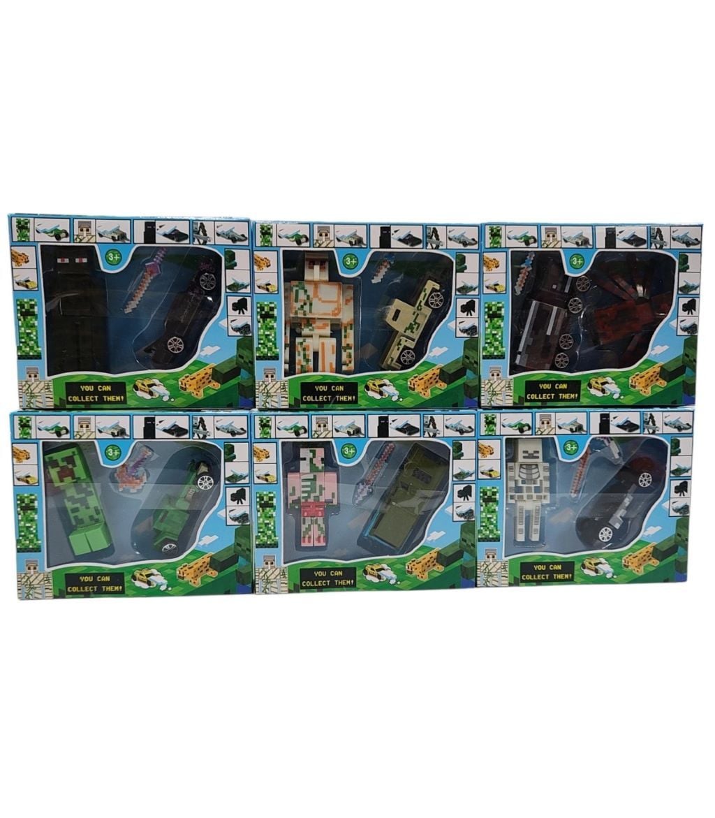 Конструктор типу лего герої Mineraft з металевою машинкою у коробці 16*13*4см мікс видів SK1-22 Китай