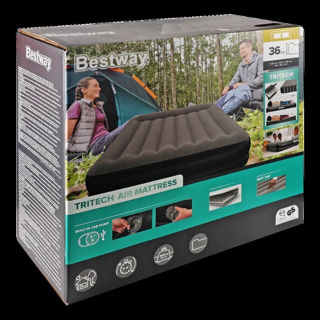 Надувний матрас велюр двоспальний Queen 203*152*25см у коробці 6713N bestway