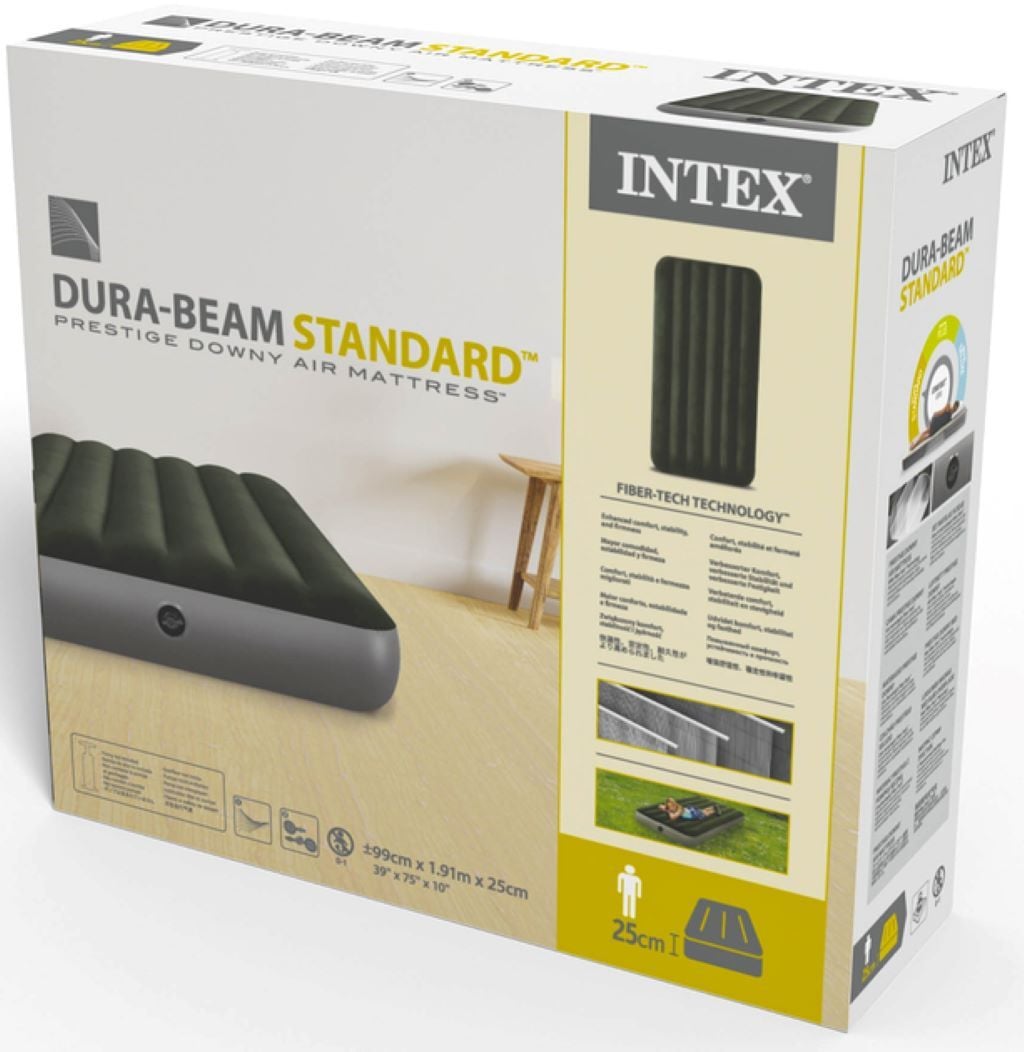 Надувний матрас велюр односпальний 99*191*25см у коробці 64107 intex