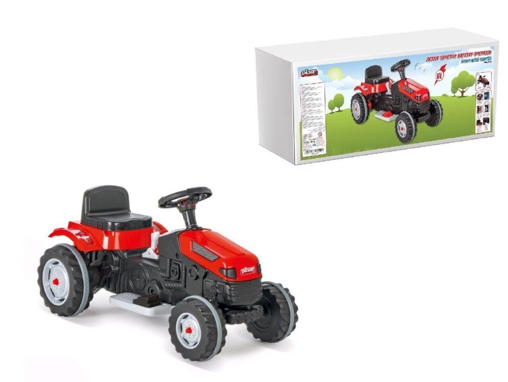 Трактор електричний акум 6V сидіння що регулюється гумові колеса червоний 05-116 Pilsan