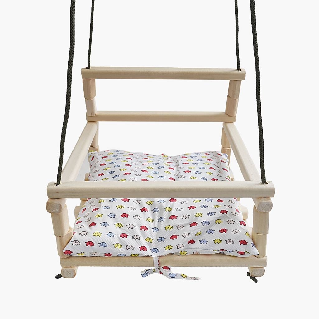 Гойдалка підвісна дерев'яна з подушкою 30*30см KV850295 Україна