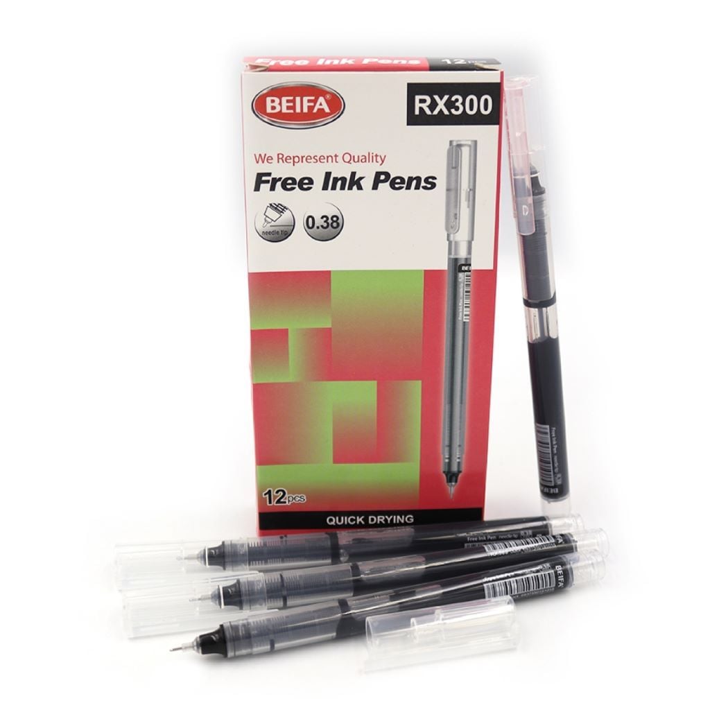 Ручка-роллер 0,38мм чорнильна чорна RX300 Beifa