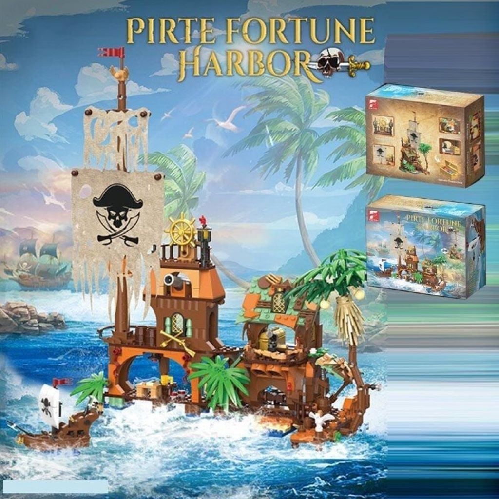 Конструктор типу лего 833 ел Піратська гавань у коробці 25*20*9см 31002 Free Tribe