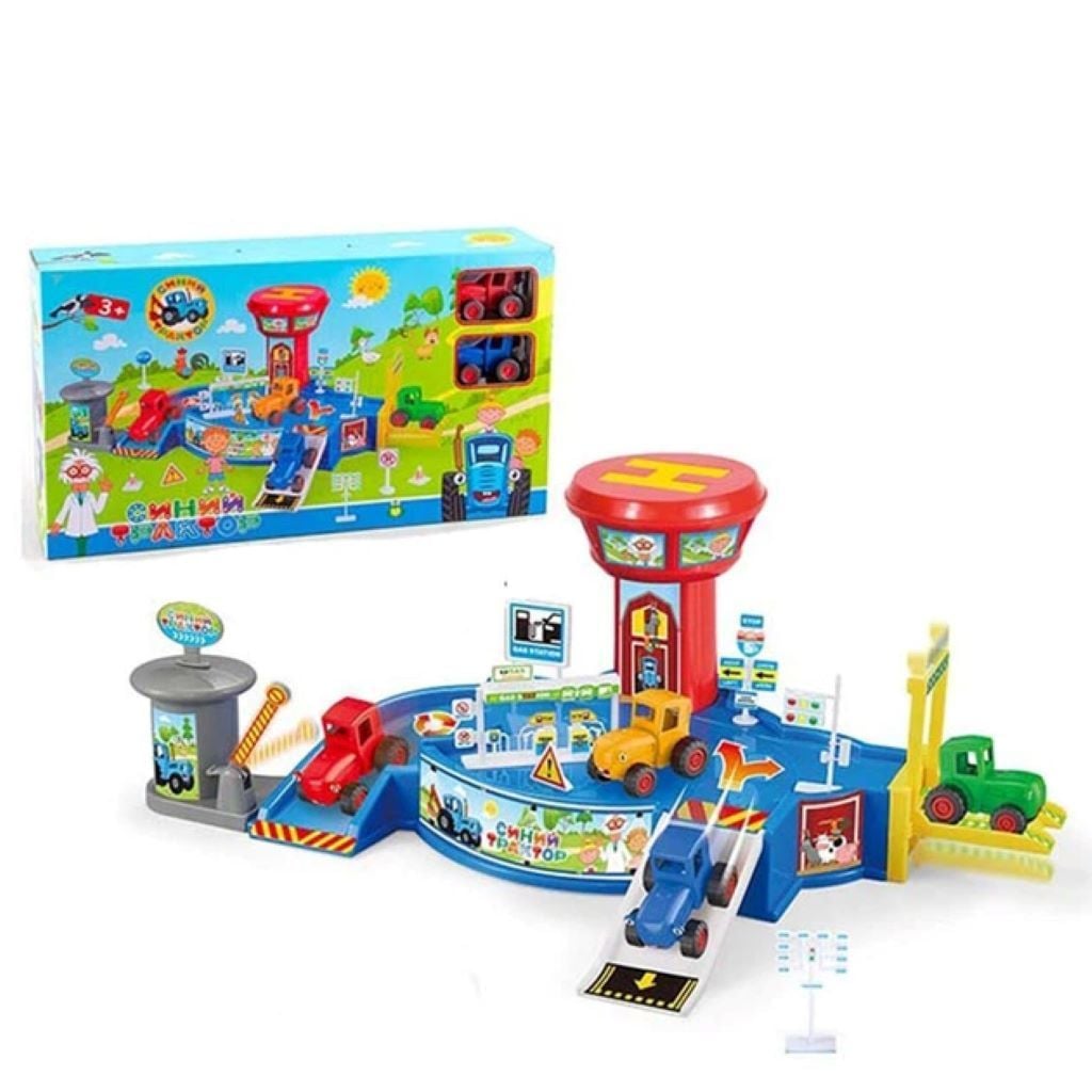 Парковка 2 трактори інерція заправка оглядова вежа аксесуари у коробці 48*26*9см 9609 Китай