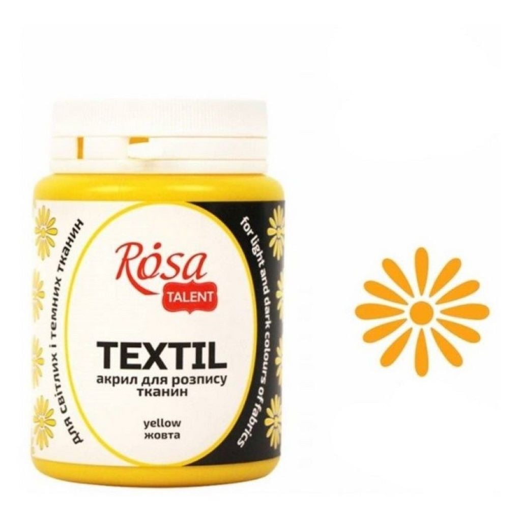 Фарба для тканини 80мл акрилова жовта 26348025 Rosa