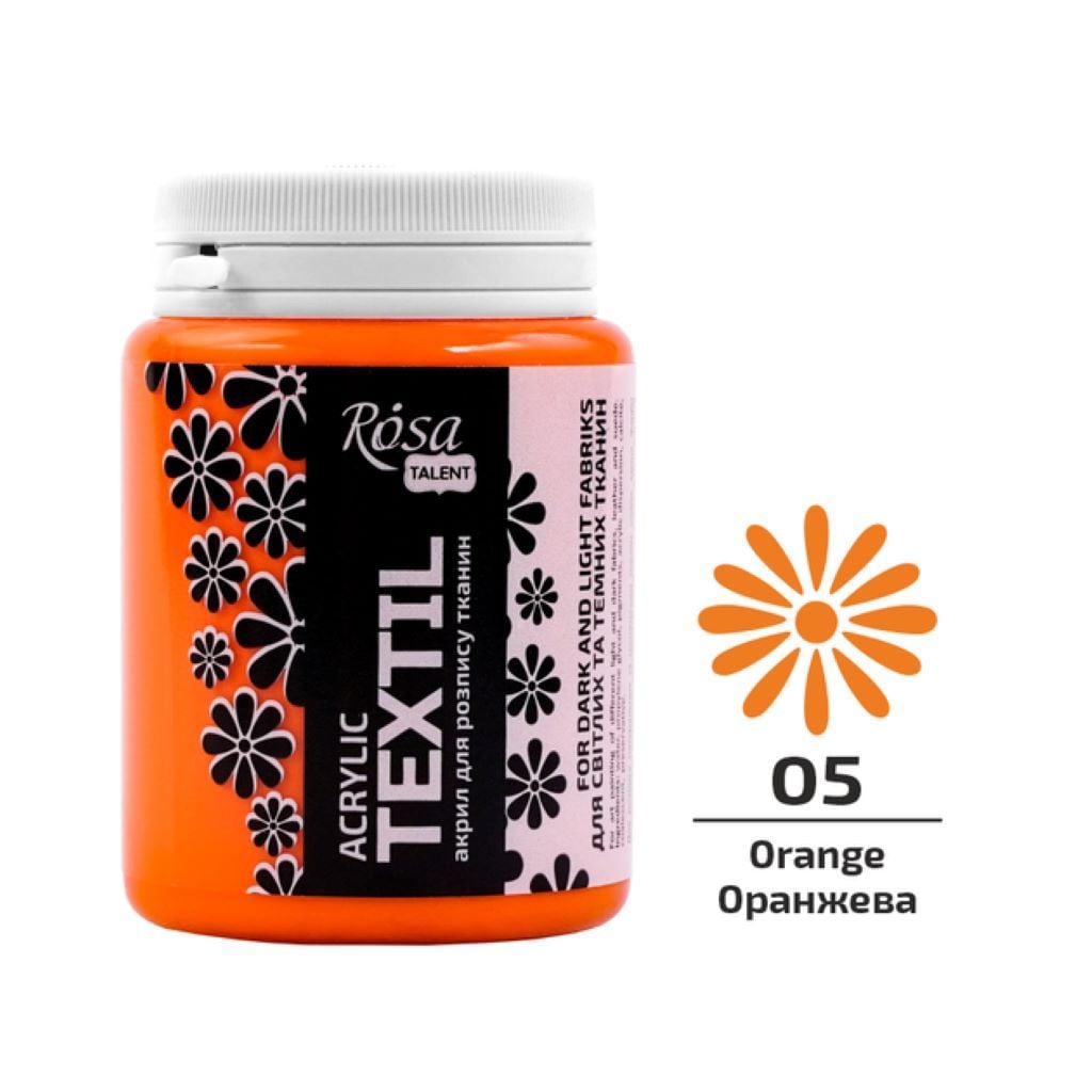 Фарба для тканини 80мл акрилова помаранчева 26348005 Rosa