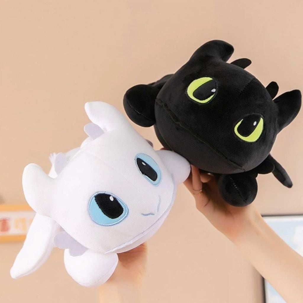 М'яка іграшка Дракон з крилами Беззубик білий та чорний Фурія 30см 8100-1 Китай