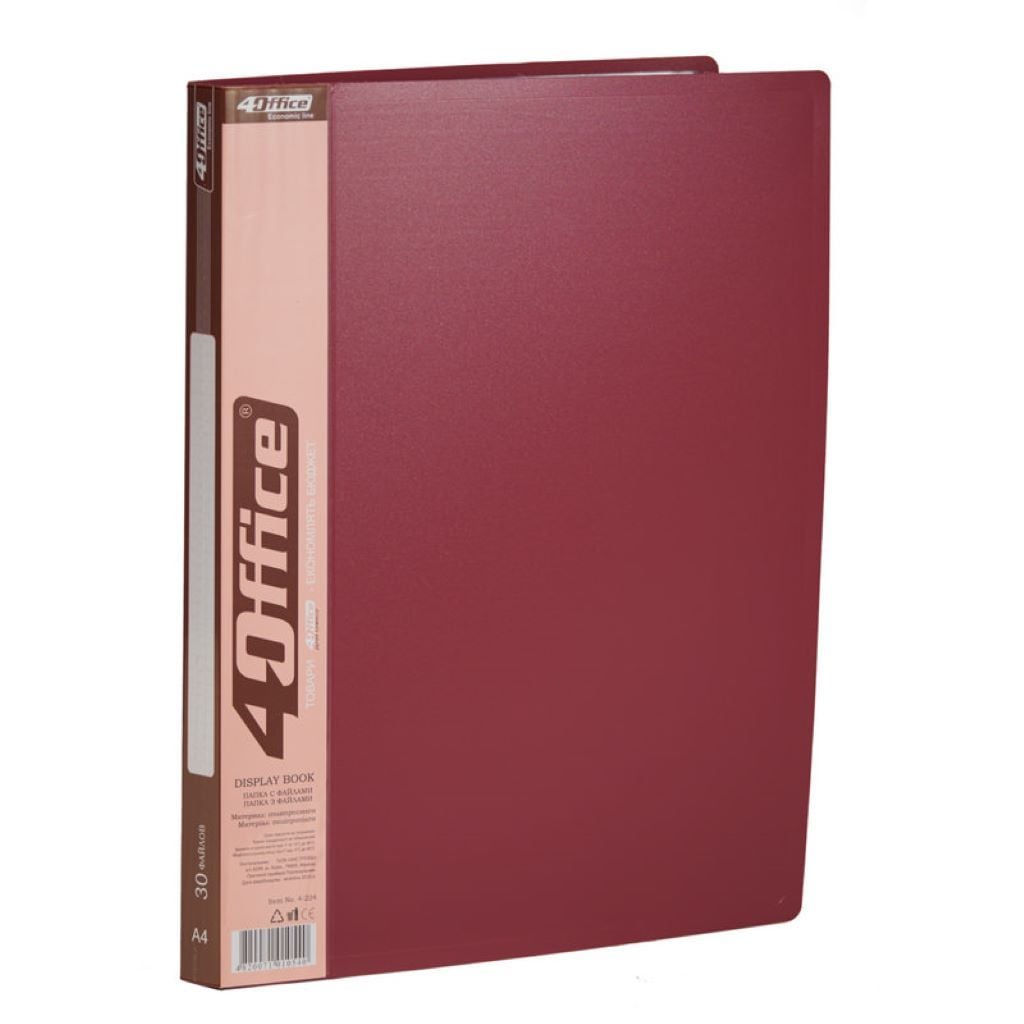 Папка А4 з 30 файлами пластик мікс кольорів 4-224 Office