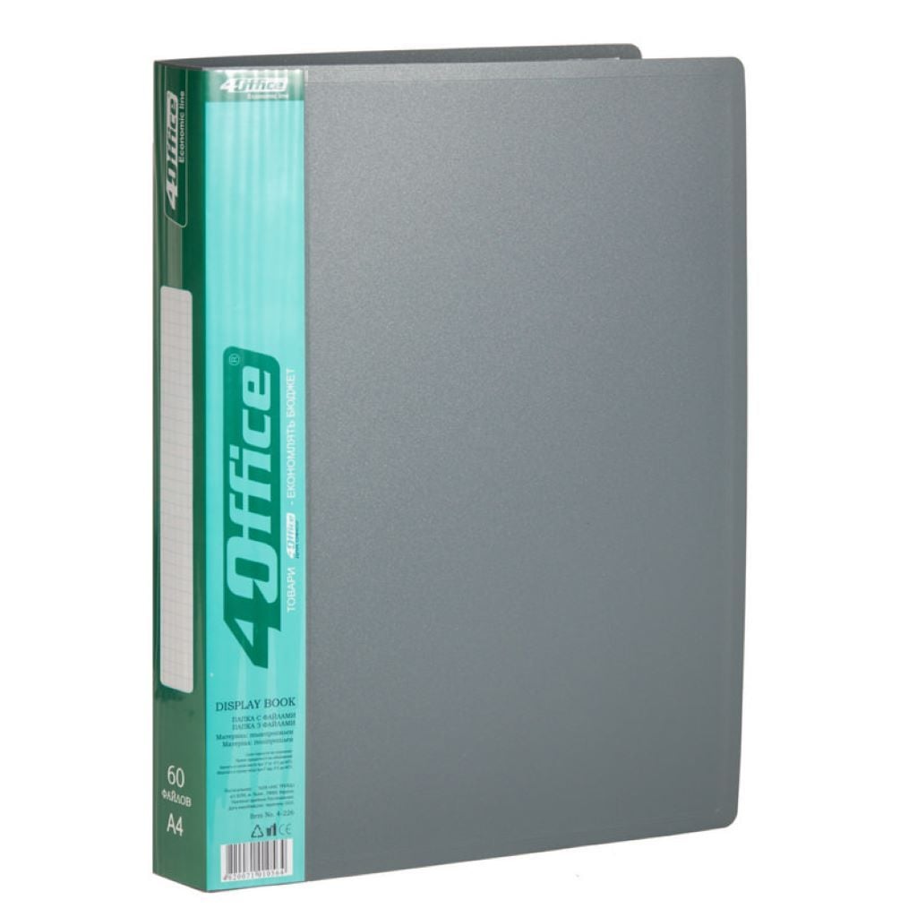 Папка пластик з 60 файлами А4  мікс кольорів 4-226 Office