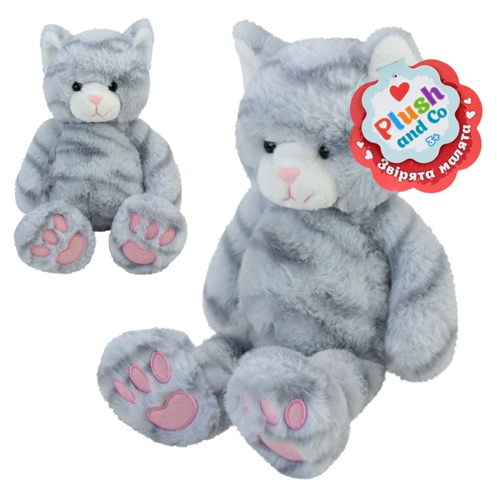 М'яка іграшка Кіт 26см з наповнювачем сірий PLC25060 Plush and Co