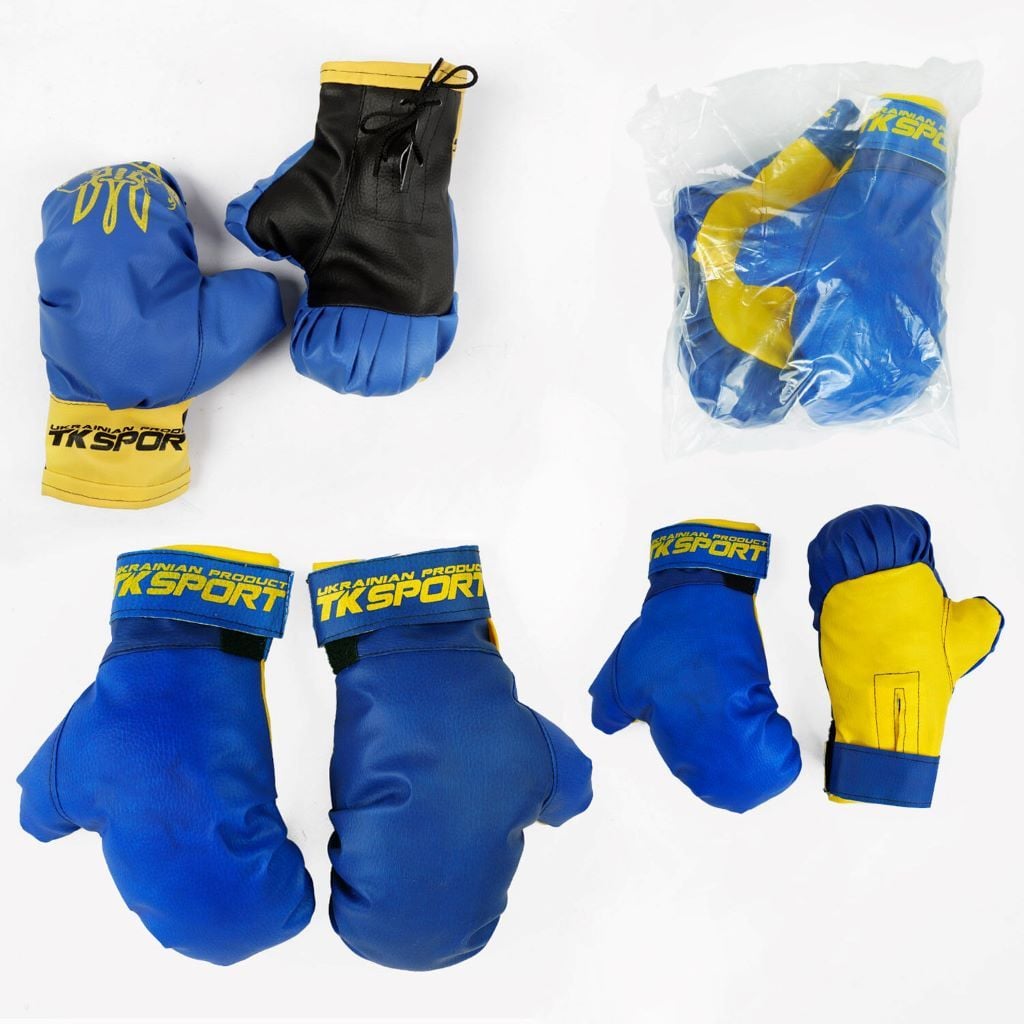 Боксерські рукавички 6 унцій синьо-жовті Б-63620 TK Sport