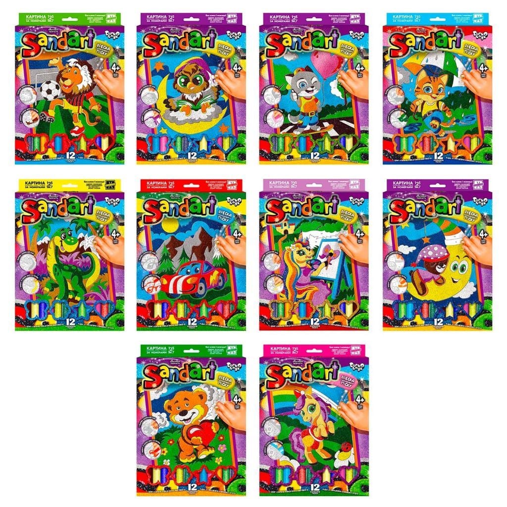 Картина Фреска з піску Sandart Сова на місяці по номерам 12 кольорів у коробці 27*23*1см SA-02-06 Danko toys