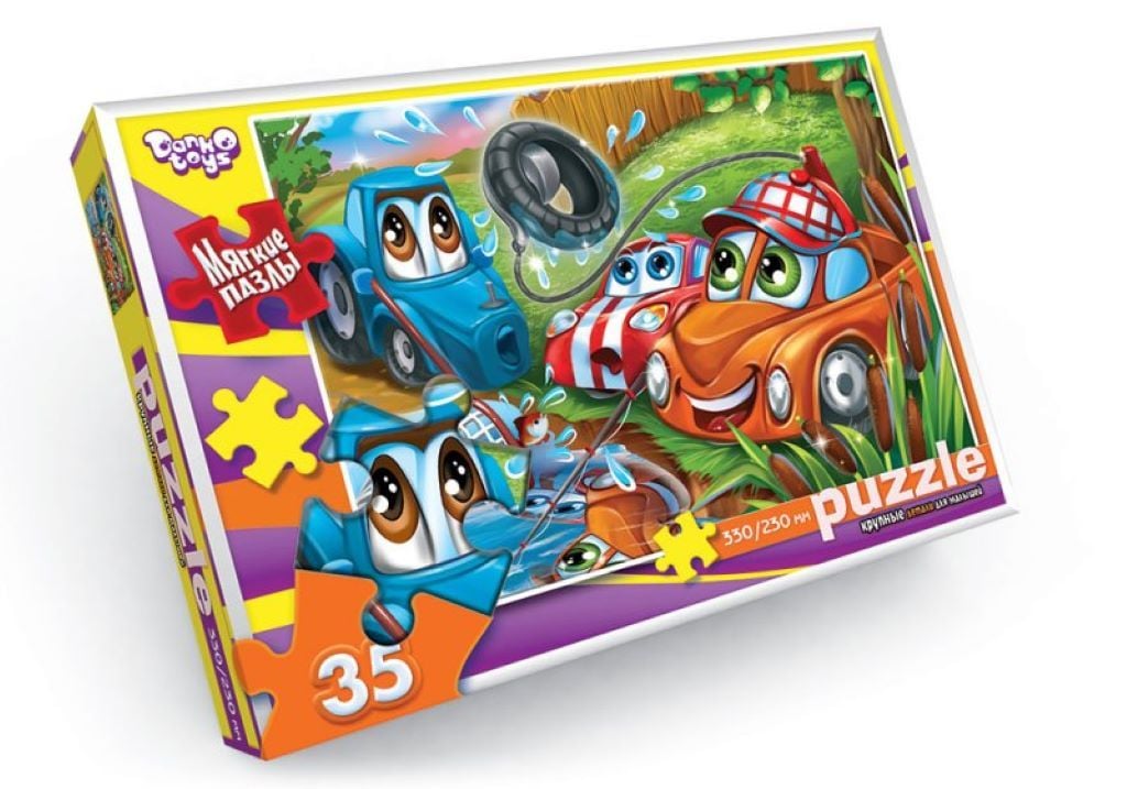 Пазли 35ел Машина великі м'які деталі 330*230мм у коробці S35-09-10 Danko toys