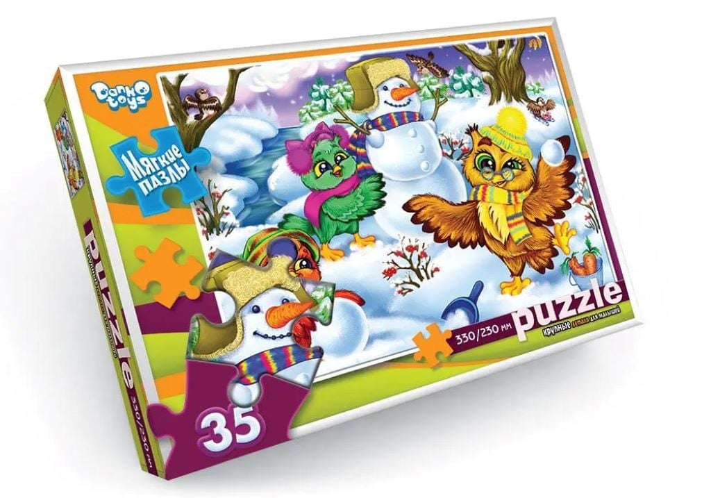 Пазли 35эл Сніговик  великі м'які деталі 330/230мм в коробці S35-09-09 Danko toys