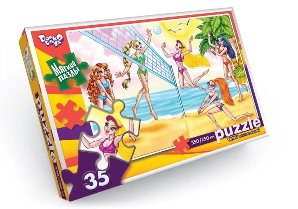 Пазли 35эл Пляжний волейбол великі м'які деталі 330/230мм в коробці S35-09-02 Danko toys
