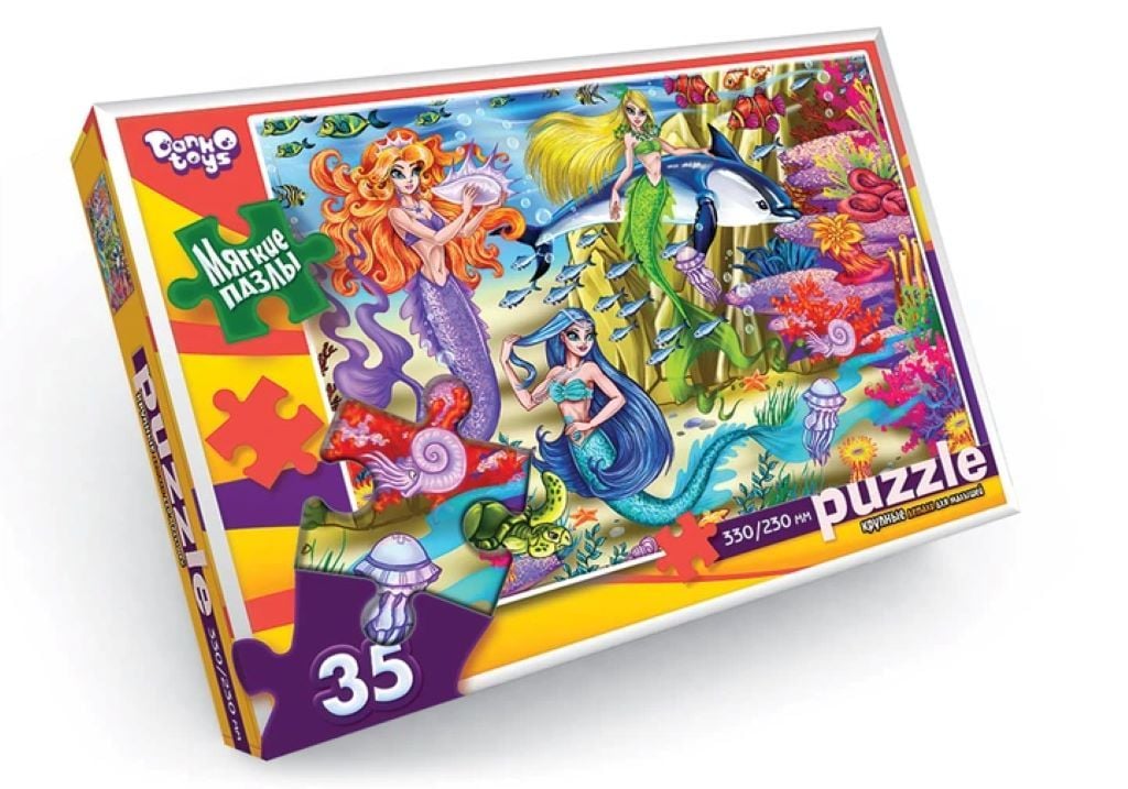 Пазли 35эл Русалонька великі м'які деталі 330/230мм в коробці S35-09-01 Danko toys