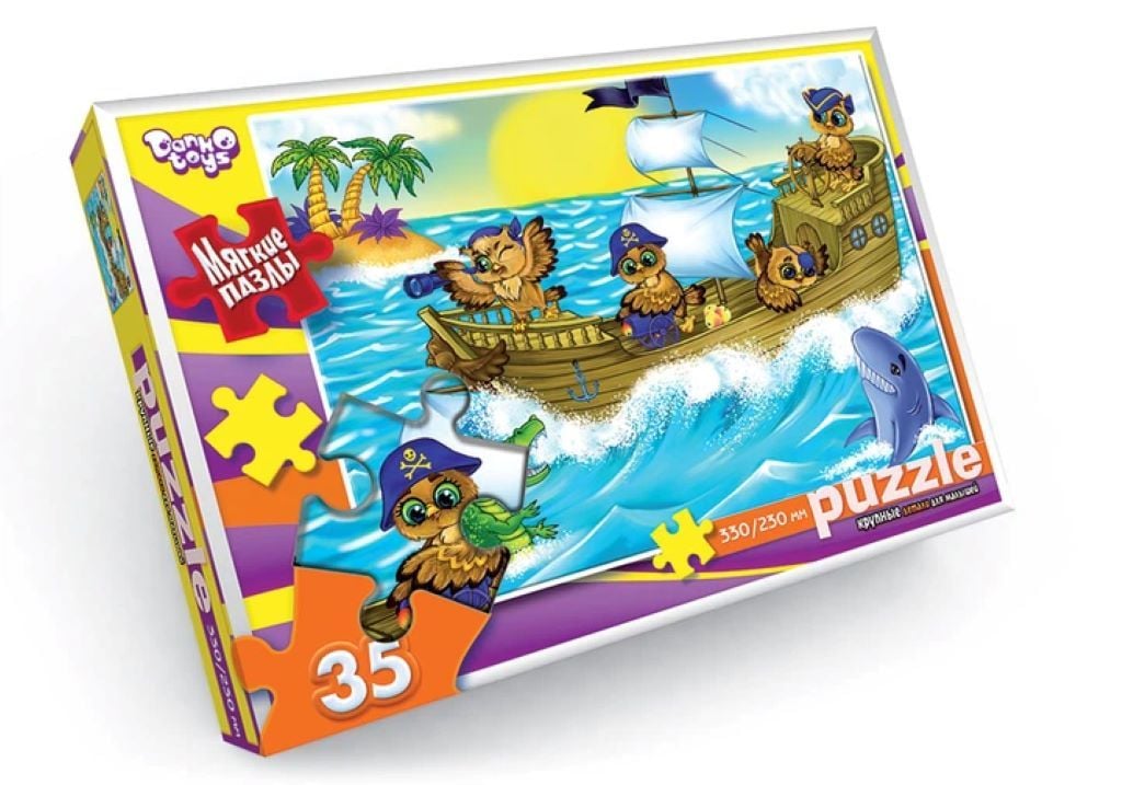 Пазли 35эл Сов'ята пірати великі м'які деталі 330/230мм в коробці S35-09-03 Danko toys
