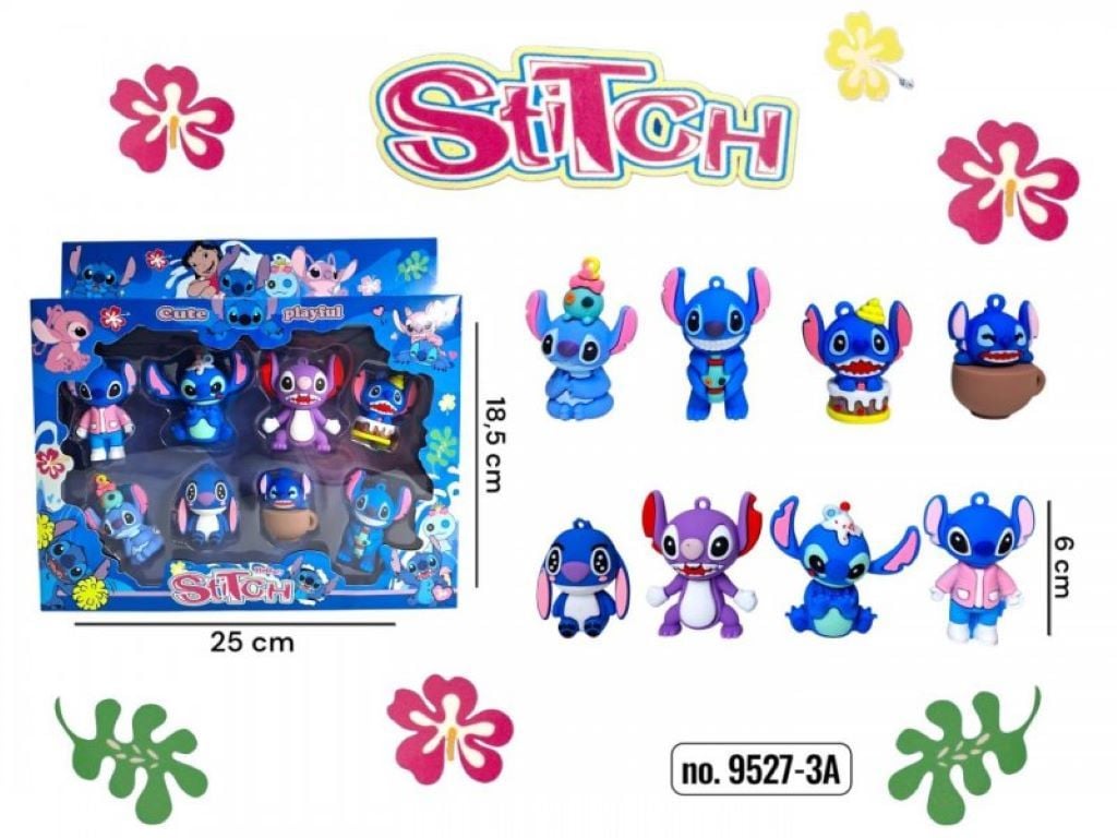 Герої Стіч набір 8шт гумові в коробці 25*18*4см 9527-3A Китай