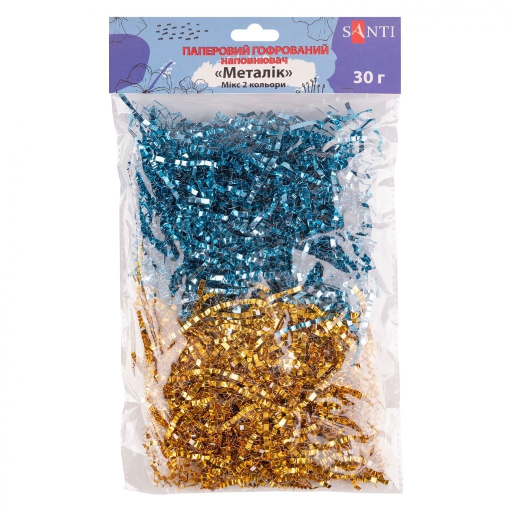 Наповнювач паперова стружка синій/золотий-металік 30г 742948 Santi