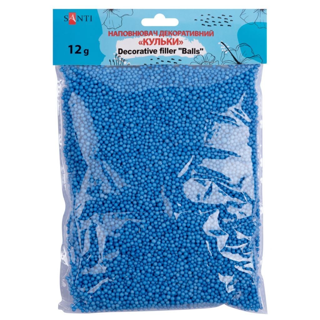 Наповнювач пінопластові кульки сині 12г 742824 Santi