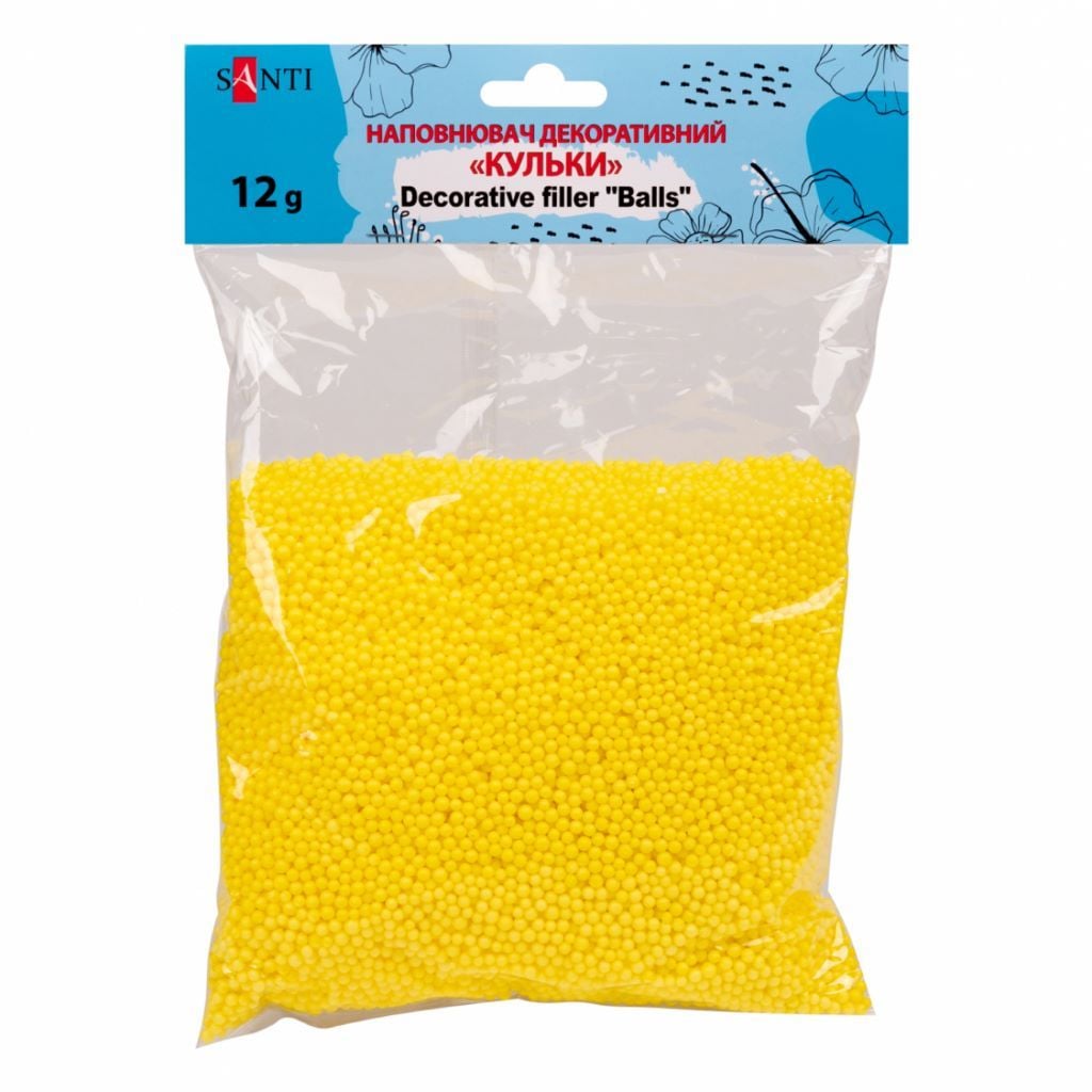 Наповнювач пінопластові кульки жовті 12г 742823 Santi