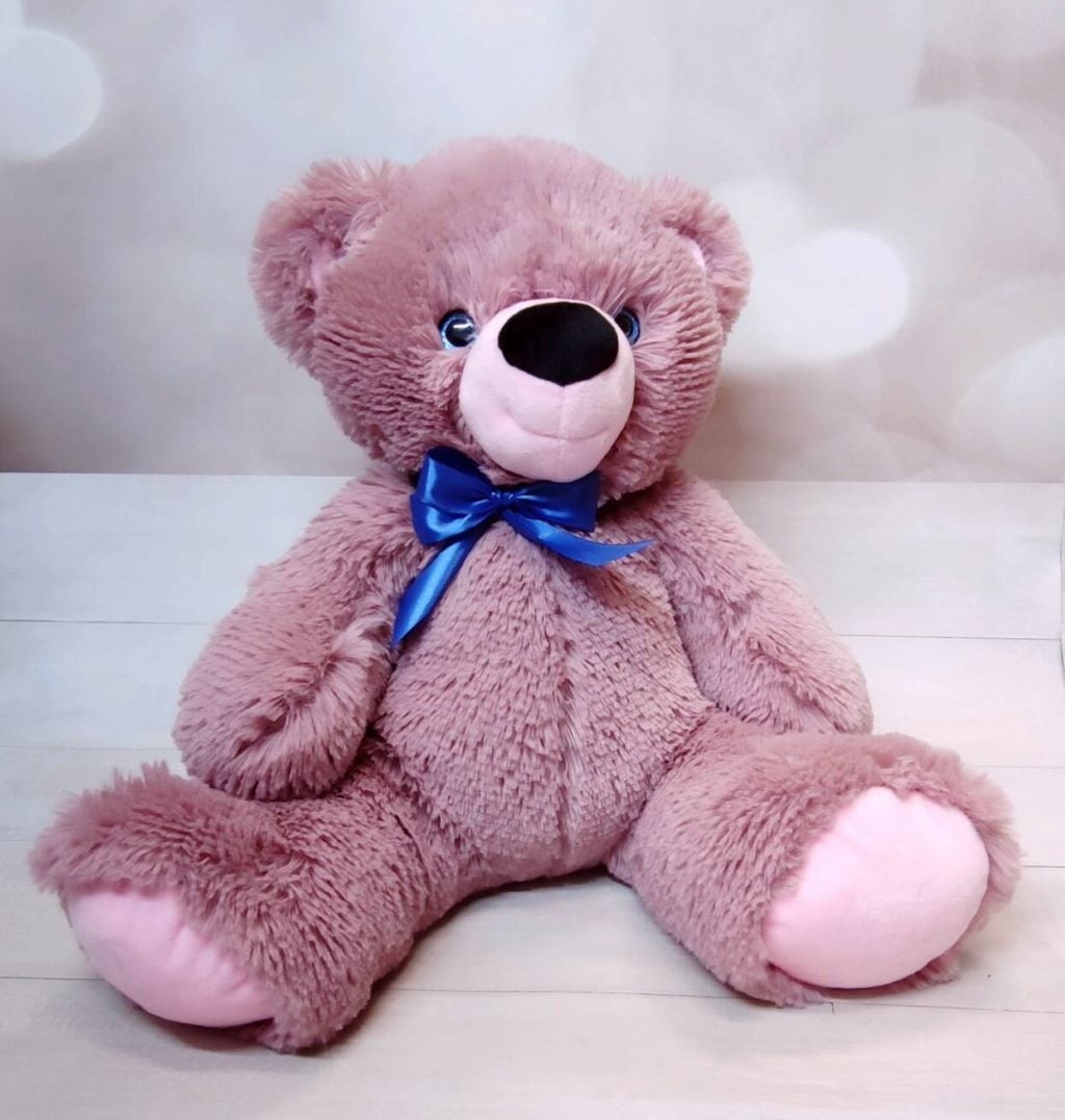 М'яка іграшка ведмедик 60см з бантим попілтроянди Тімко попілтро Dreamtoys