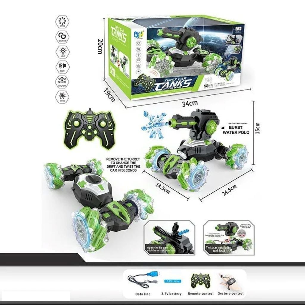 Танк на р/к акум 3,7V пульт 2,4  GHZ світло стріляє орбізами у коробці DH666-18B Китай