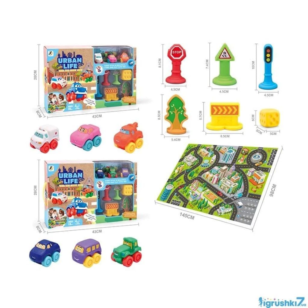 Набір машин Спецслужби 3шт ігровий килимок 145*98см декорації у коробці 42*27*8см JZD-117 Китай