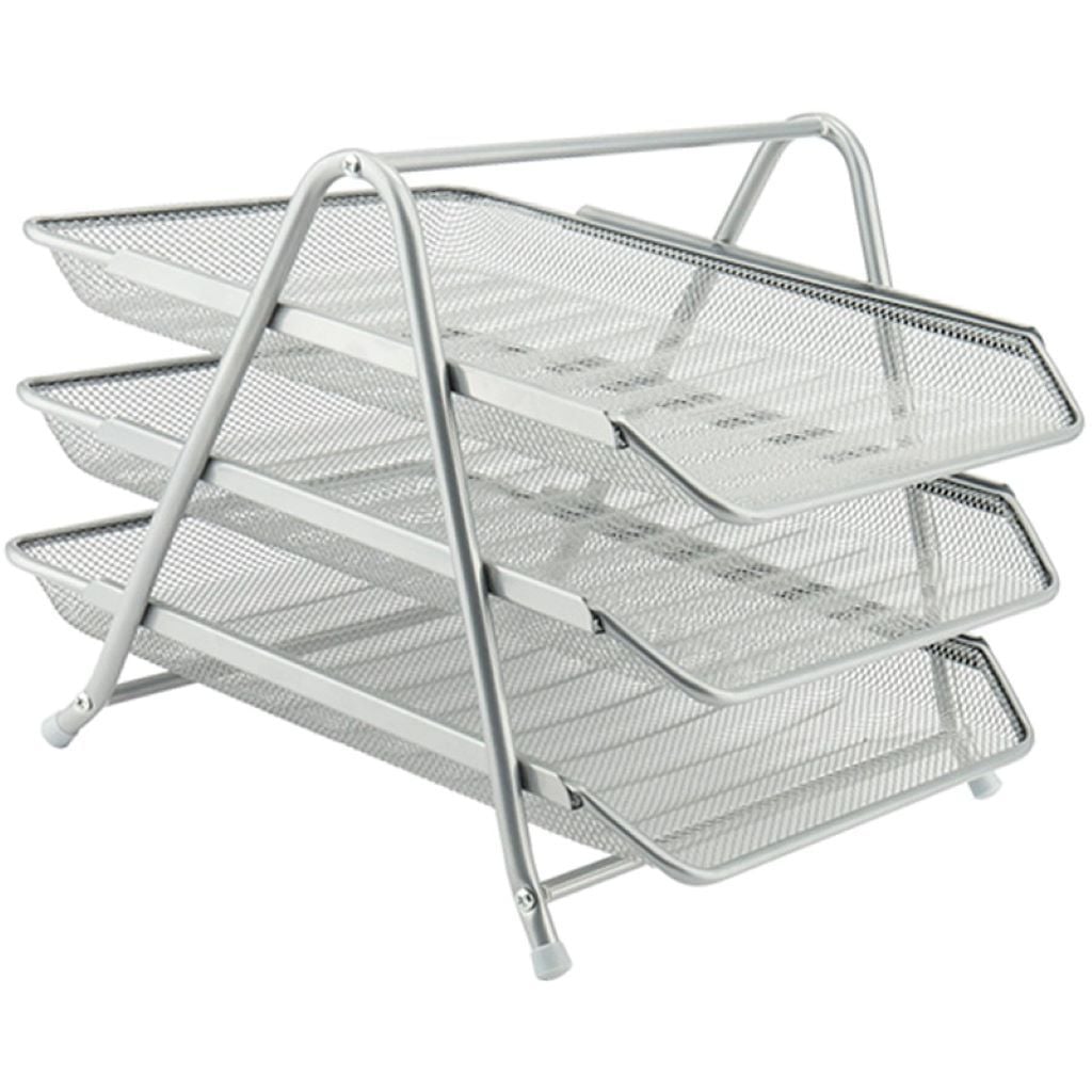 Лоток горизонтальний 350*275*270 мм 3яруси металевий срібло 2122-03-A Axent