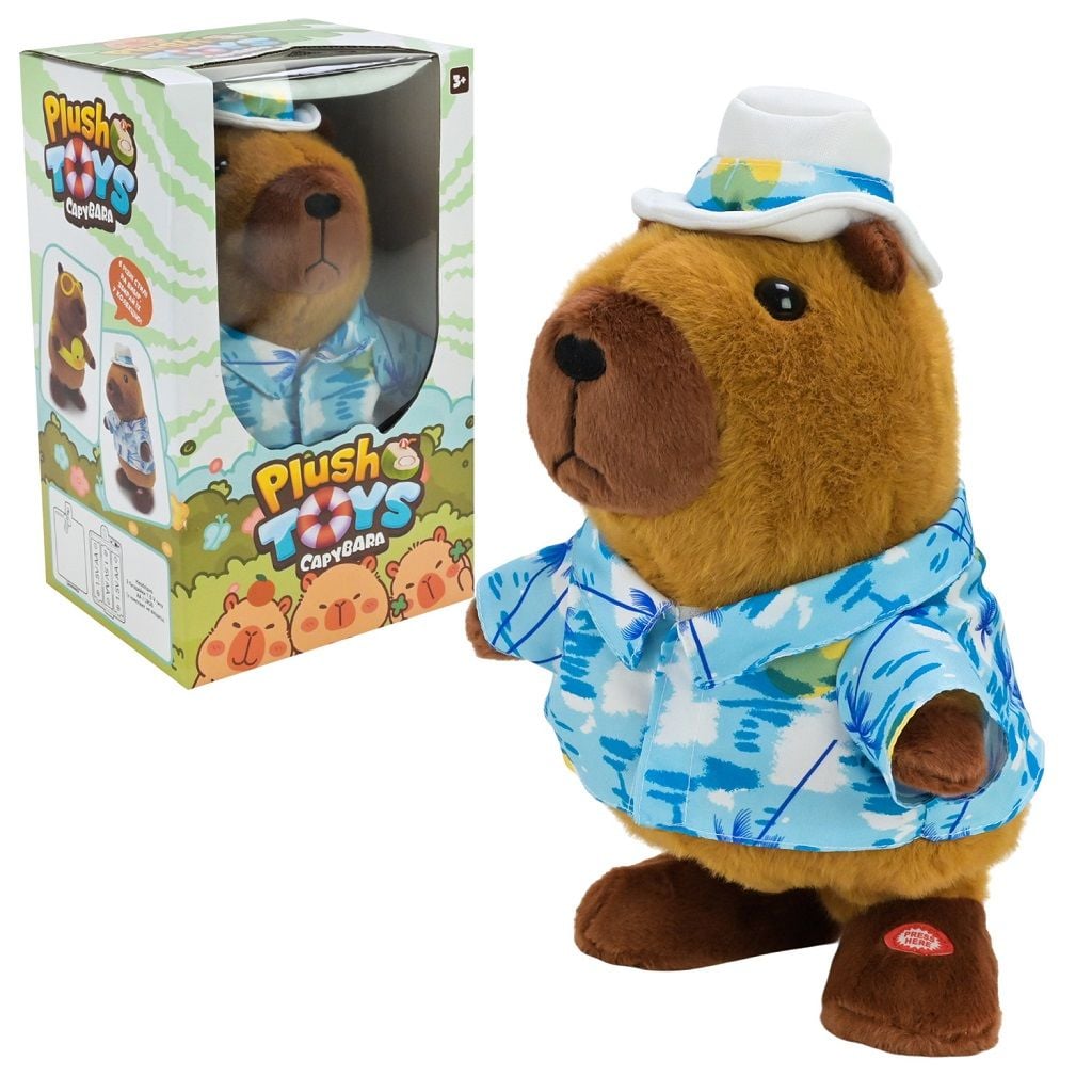 М'яка іграшка Капібара Plush Toys Capybara інтерактивна, ходить, співає, повтор голосу у капелюсі у коробці 18,5*16,5*31,5см С1142 Китай