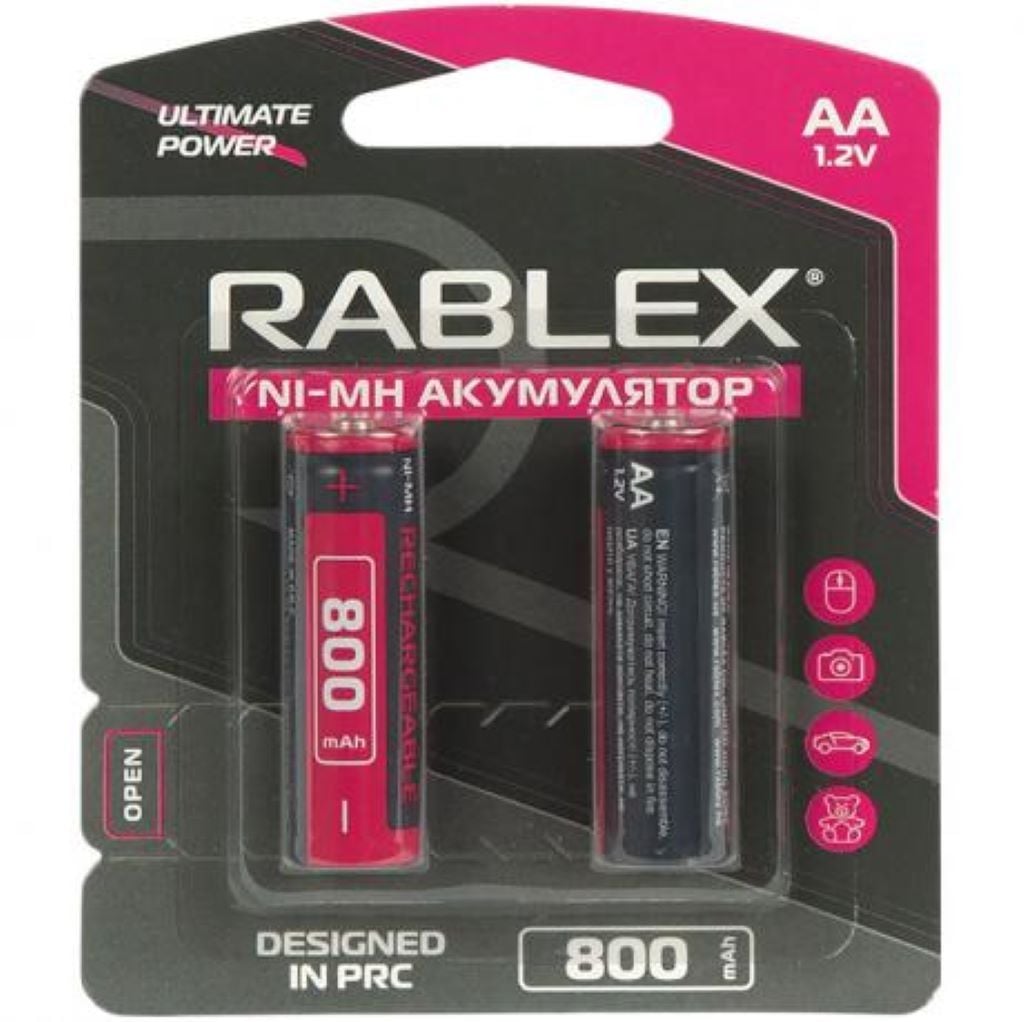 Акумулятор пальчик AА1.2V 800mah Ni-MH Rechargeable R6800mAh Rablex
