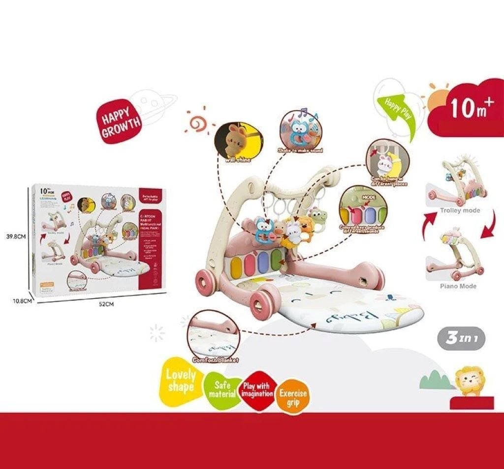 Ходунки-килимок  2в1 піаніно на бат муз світло брязкальця в коробці 52*40*11см 368-65R Китай