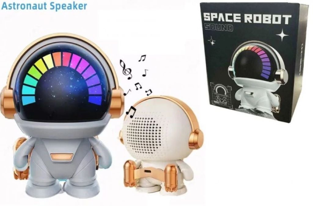 Колонка "Астронавт" 13 см, підсвічування світло підлаштовується під гучність USB зарядка у коробці C72555 Китай