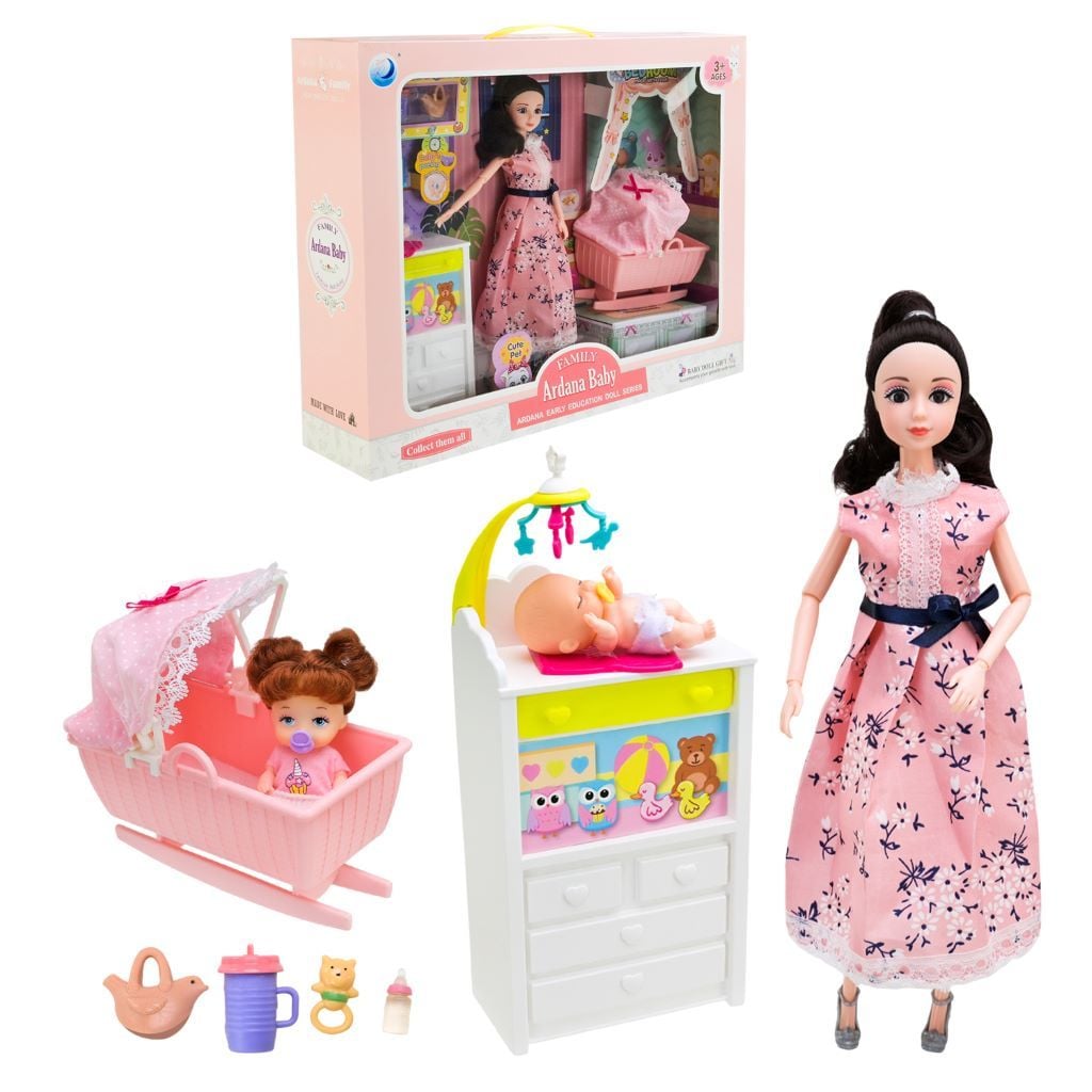 Лялька 29см 2шт Матуся немовля аксесуари пеленатор ліжечко у коробці 202167 Китай