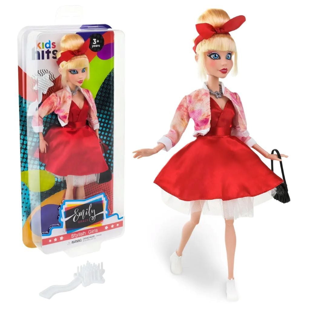 Лялька 29см Emili Grace в червоній сукні аксесуари  у коробці 16,4*37,5*5,2см KN24/001 Kids Hits