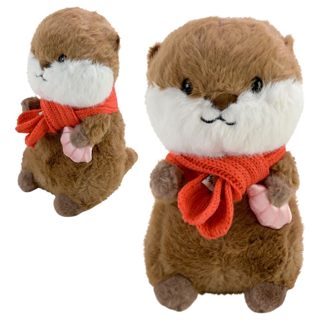 М'яка іграшка Видреня 28см з червоним шарфом плюш коричневе C8502 Китай