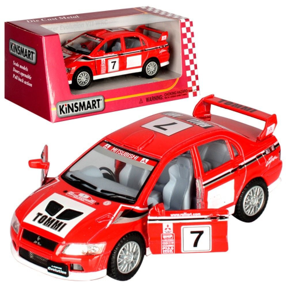 Машина метал 1:36 Mitsubishi Lancer Evolution VII WRC двері відчиняються кор 16*8*7cм KT5048W kinsmart