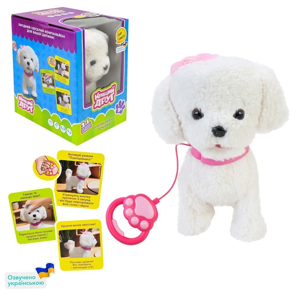 М'яка іграшка інтерактивна Цуценя Кращий друг на батарейках 2 види у коробці 18*25*27см BF2502 країна іграшок