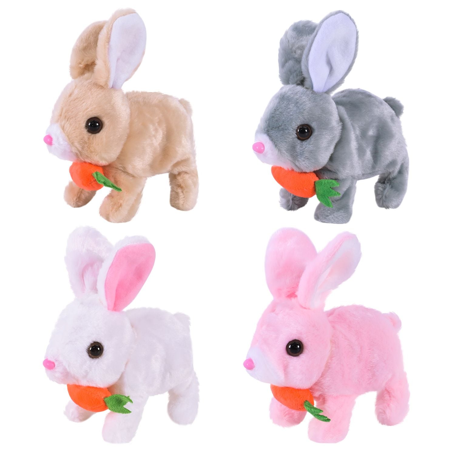 М'яка іграшка інтерактивна Кролик з морквою на батарейках 4 види у пакеті C23918 Китай