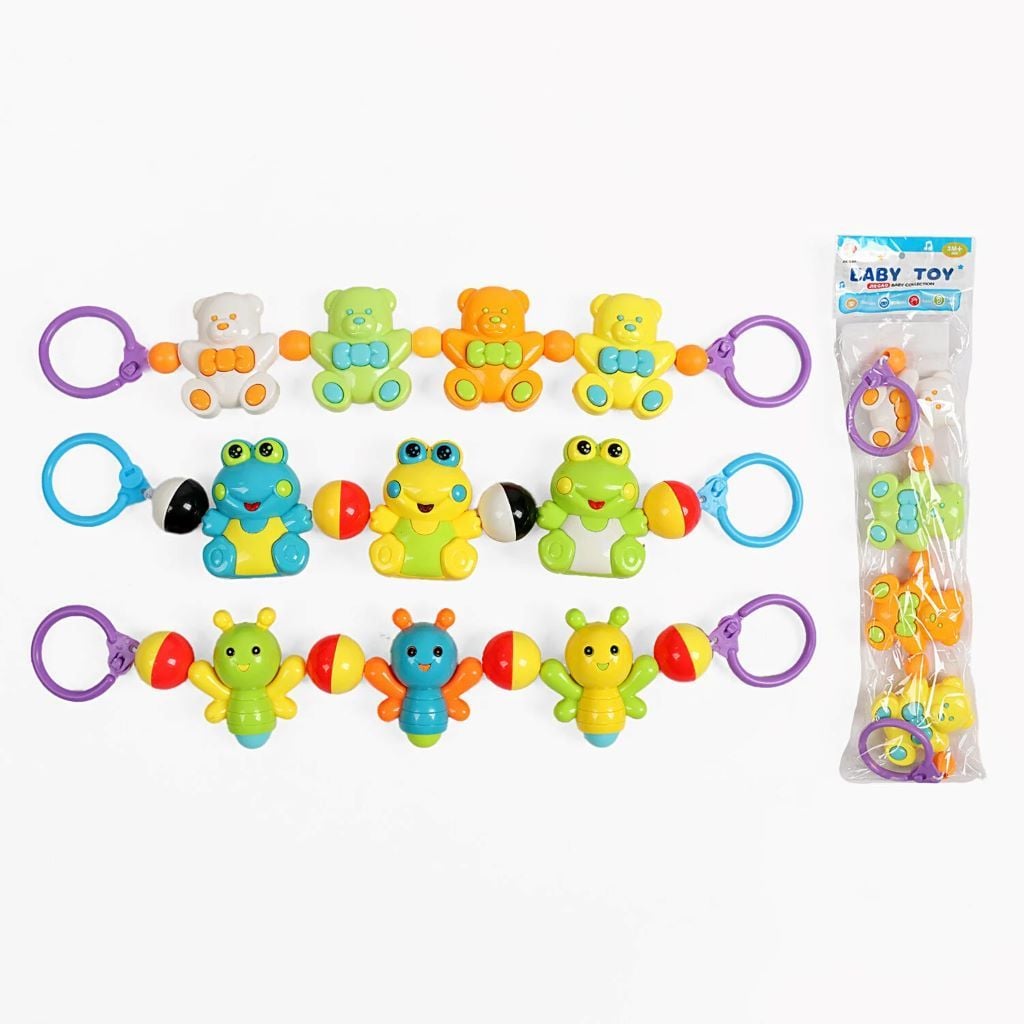 Брязкальце на візочок Жабки 3шт в пакеті 6378/6336/6335 Китай